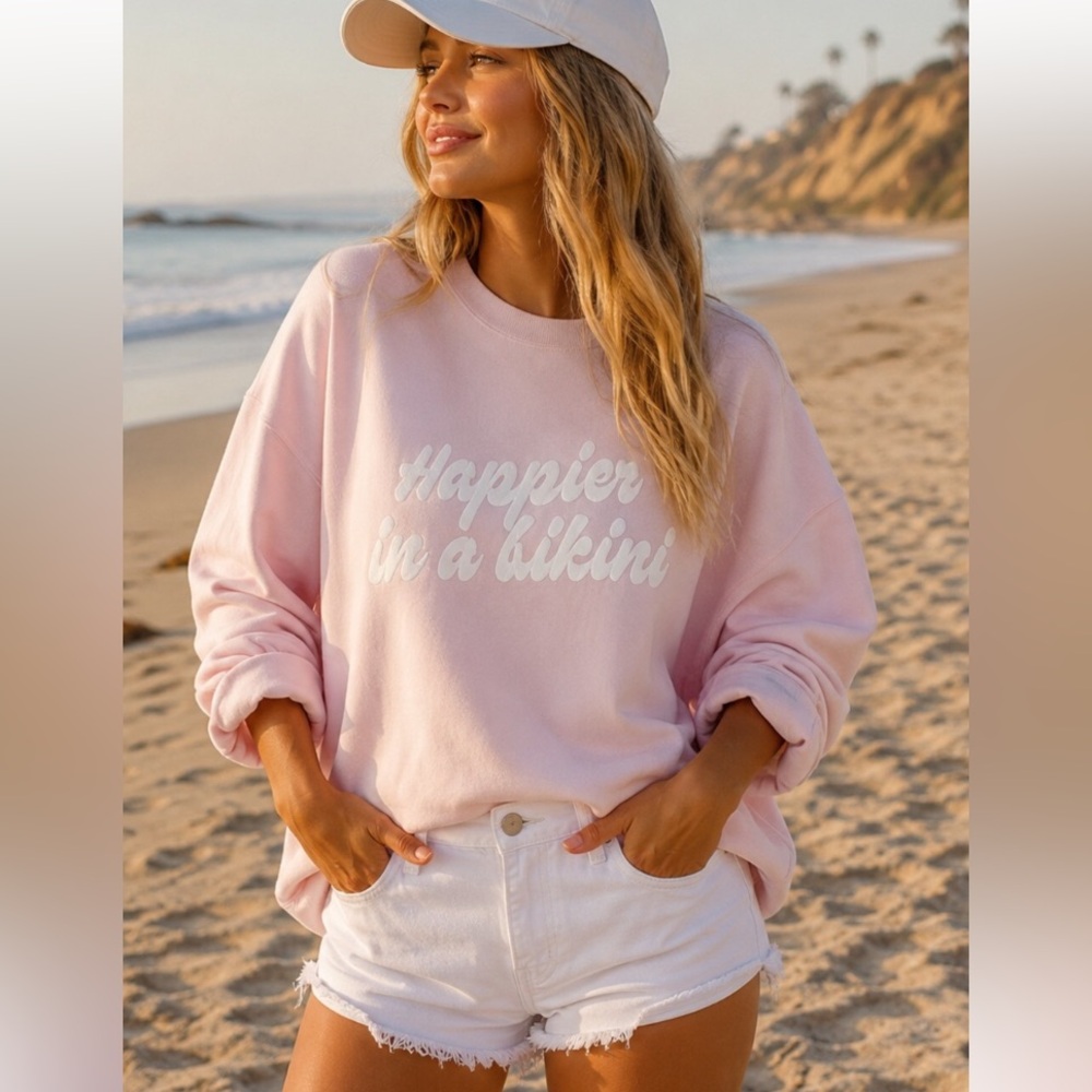L*space Pink Crewneck Relaxed Oversized Cotton Sweatshirt Size S ~ NWT!! 💖